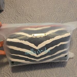 Stella & Dot Black and White Striped Pouch